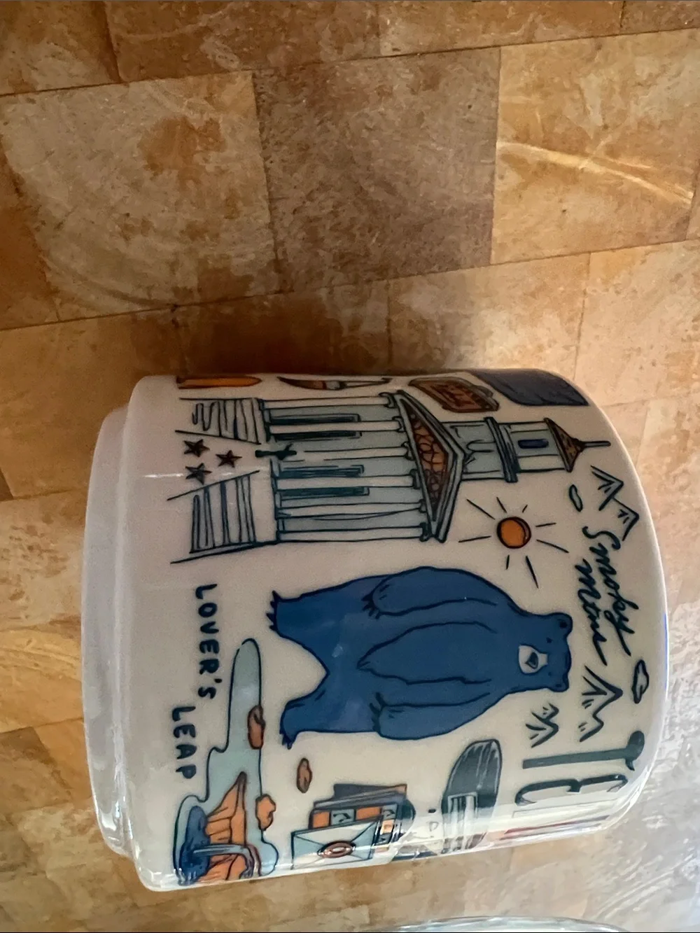 Starbucks White Mug with Blue and Orange Tennessee Icons